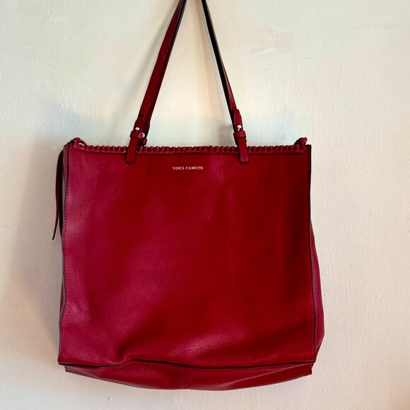 Vince Camuto Handbags - Vince Camuto Litzy Red Leather Tote Bag